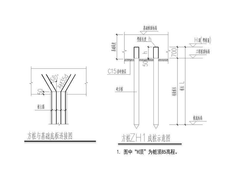 框架结构人防地下汽车库建筑结构施工图2018-方桩