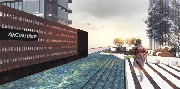 办公楼屋顶花园景观设计资料下载-屋顶花园泳池景观设计su模型