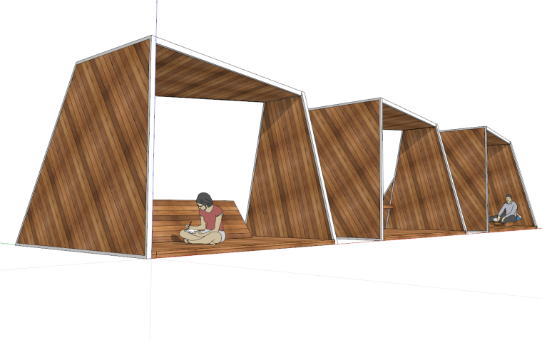 木质凉亭su模型资料下载-现代景观廊架绿色生态创意木质亭子su模型