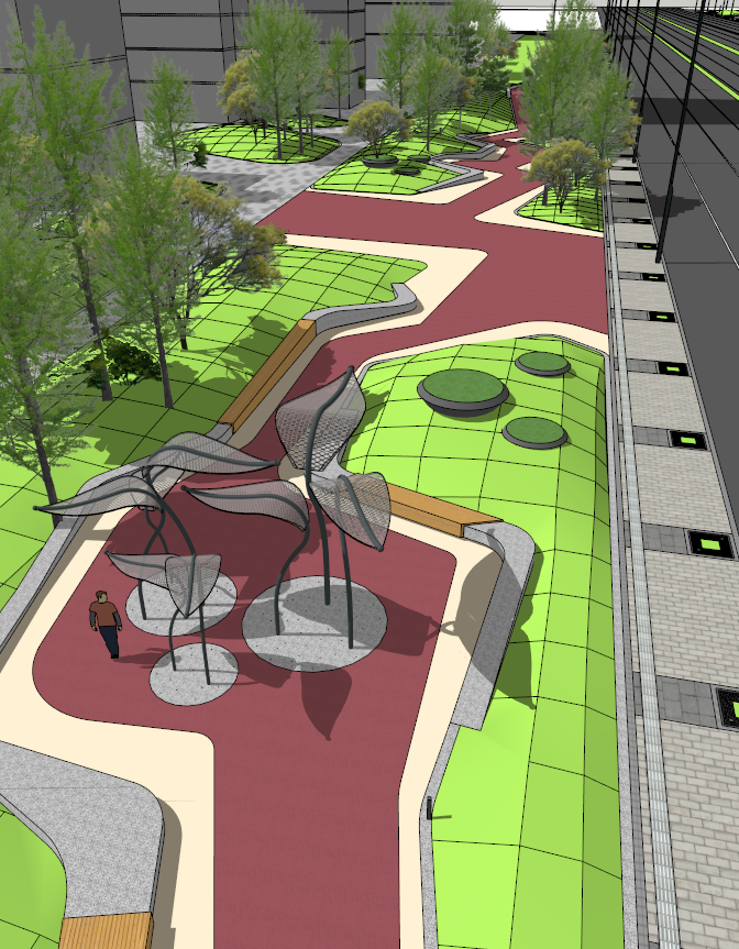 沿街公园su草图大师模型设计