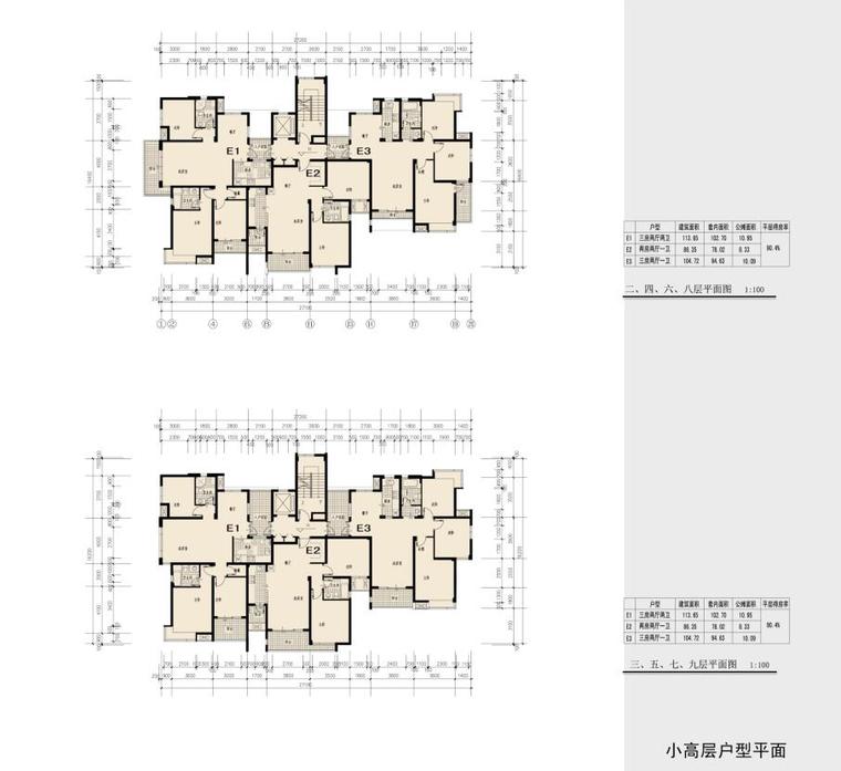  90平方二户室户型平面图-90平面二户室设计图五