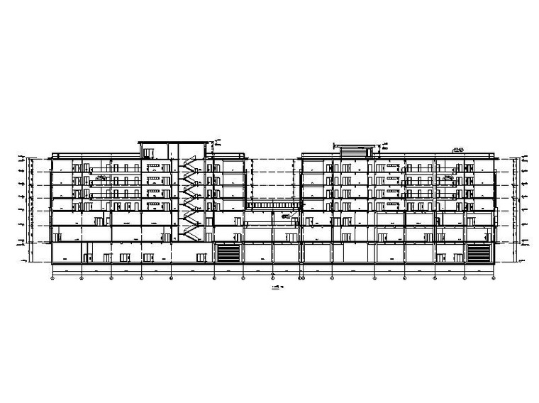 6层L形框架结构酒店+办公楼建筑施工图2017-建筑剖面图2