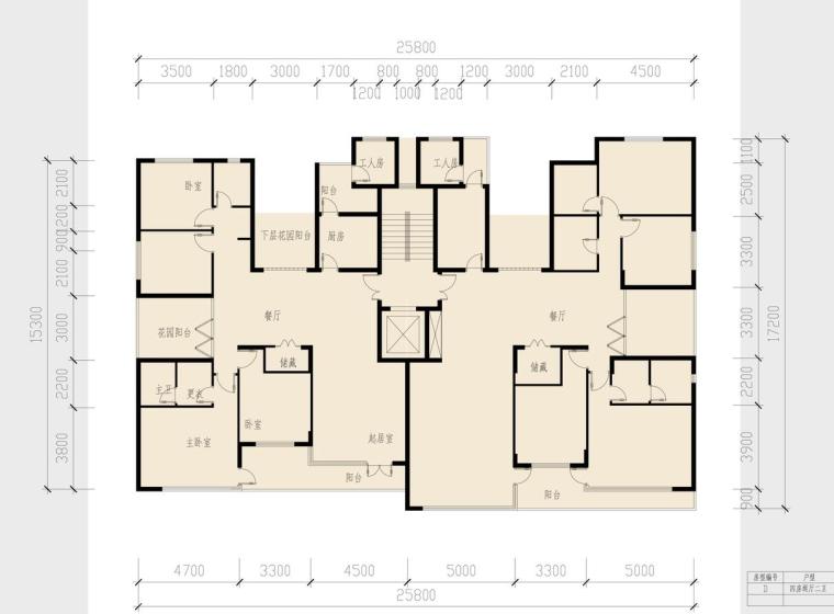 小高层43平方户型图资料下载-小高层（8层-15层）豪宅大户型设计图