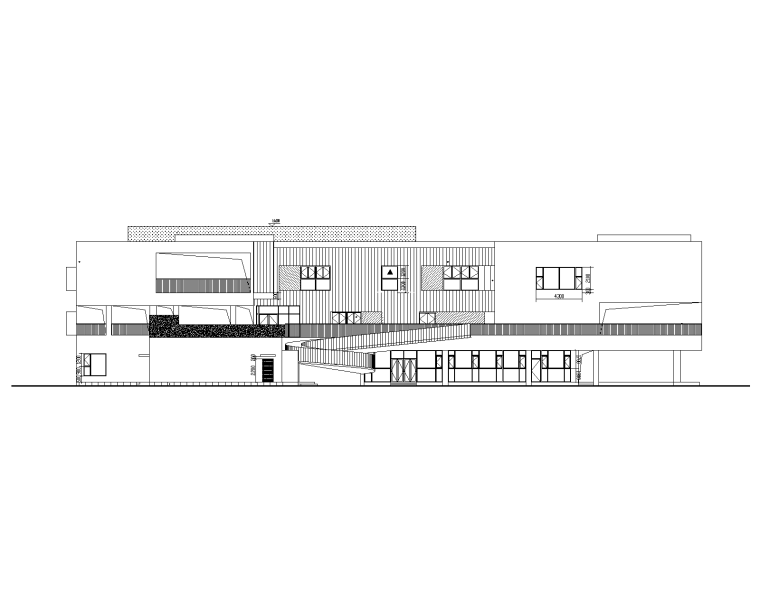 绿色设计|3层框架结构幼儿园建筑施工图2018-幼儿园建筑侧立面图