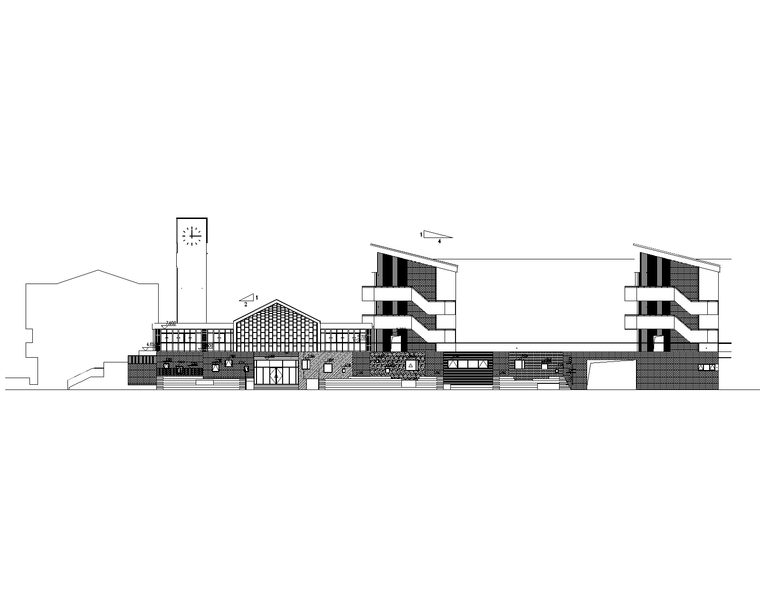 学校风雨操场建筑方案图资料下载-小学全套建筑图_含教学楼食堂操场大门等