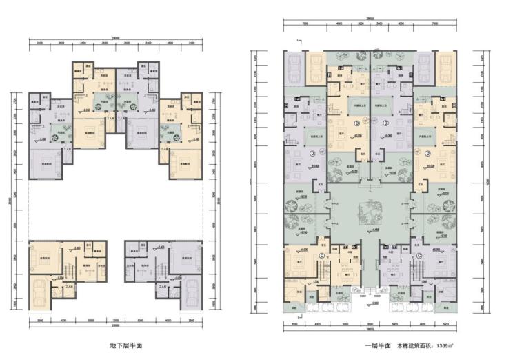 合院式建筑设计资料下载-合院式别墅户型设计图 