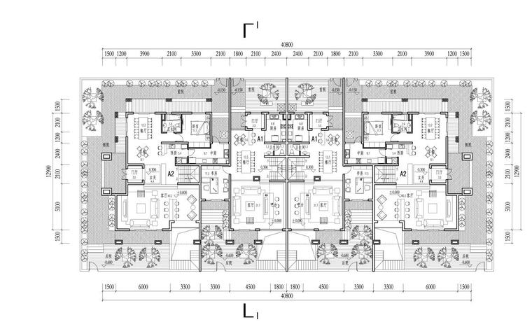 120平米建筑平面图资料下载-联排别墅120-250平米户型设计图