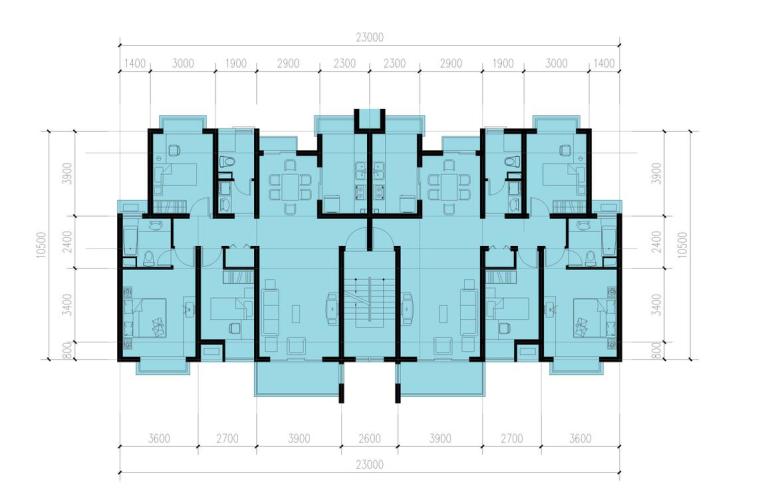 多层洋房庭院设计资料下载-多层（4-7层）洋房户型设计图
