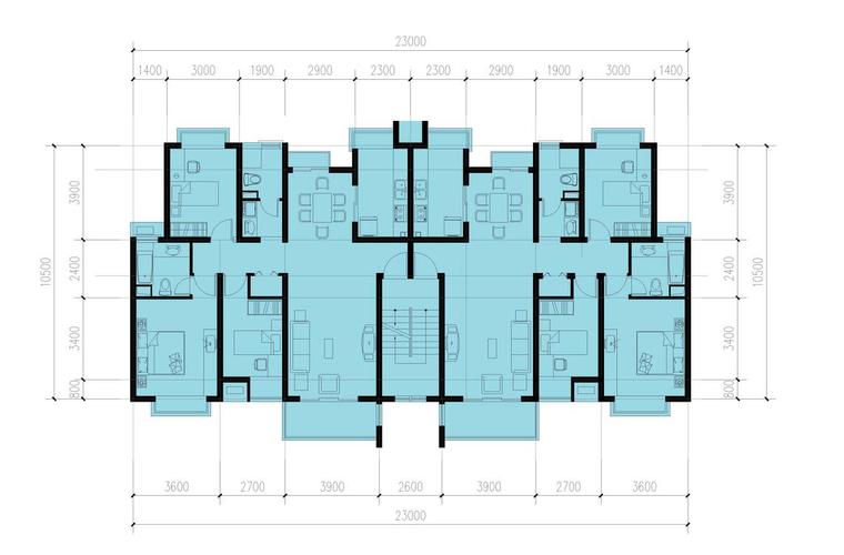 四洋房户型资料下载-多层（4-7层）洋房户型设计图
