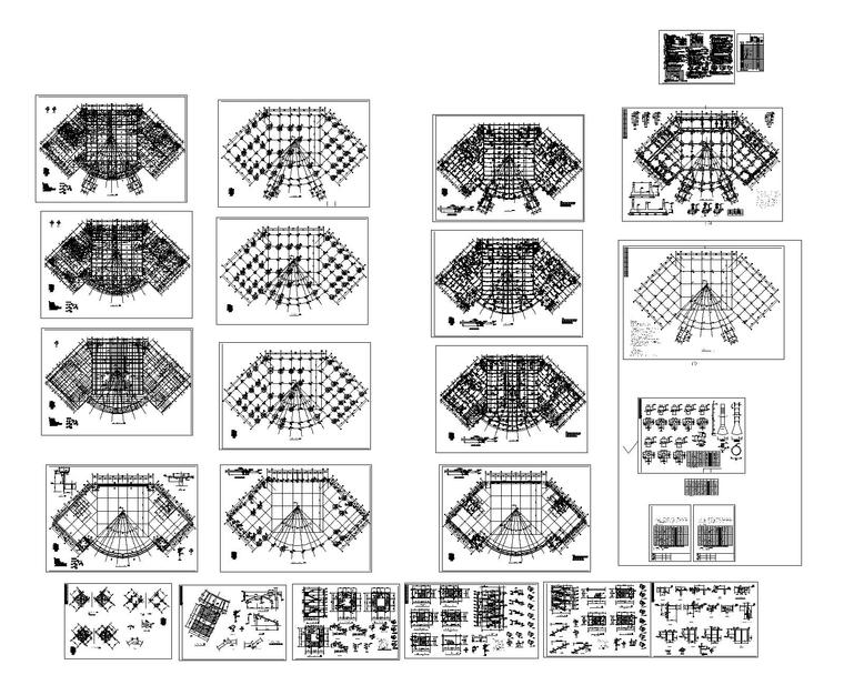 某四层食堂餐饮混凝土结构施工图（CAD）-7图纸总缩略图