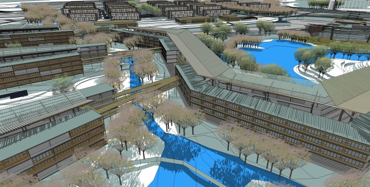 学校园林规划设计资料下载-公共教育空间学校园林规划SU模型设计