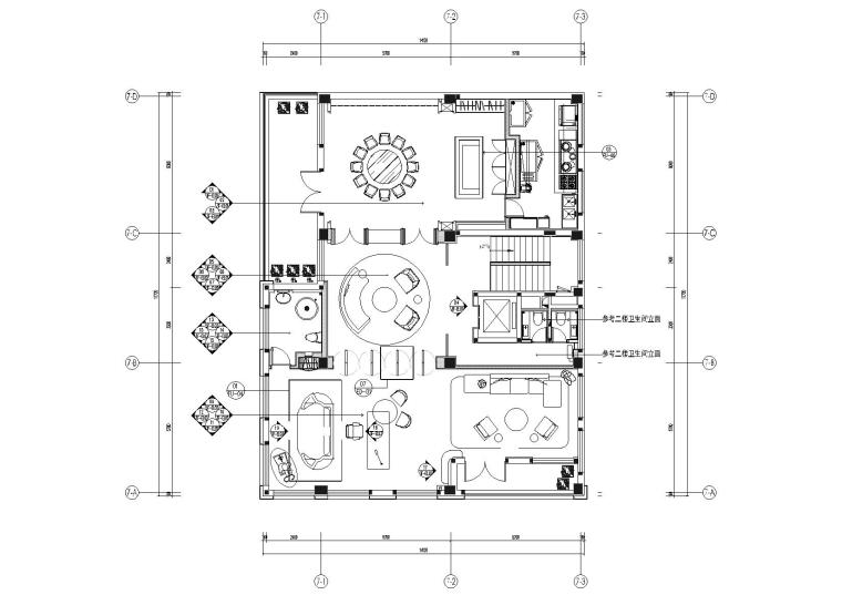 [郑州]G&A_美立方办公会所施工图+官方摄影-三层平面布置图