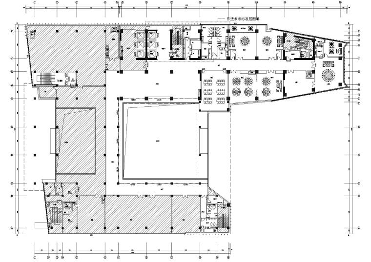 [北京]中化六建总部科研大楼施工图+效果图-二层平面布置图