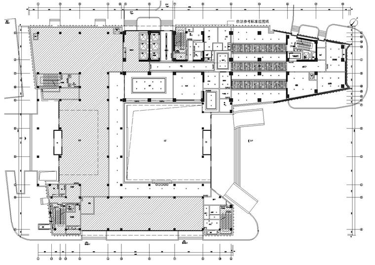 [北京]中化六建总部科研大楼施工图+效果图-第一标段一层天花布置图