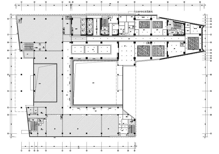 [北京]中化六建总部科研大楼施工图+效果图-二层天花布置图