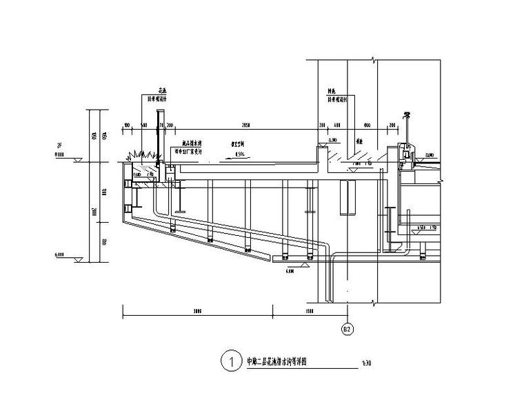 多层会展中心全套建筑施工图2017-中廊二层花池排水沟等详图