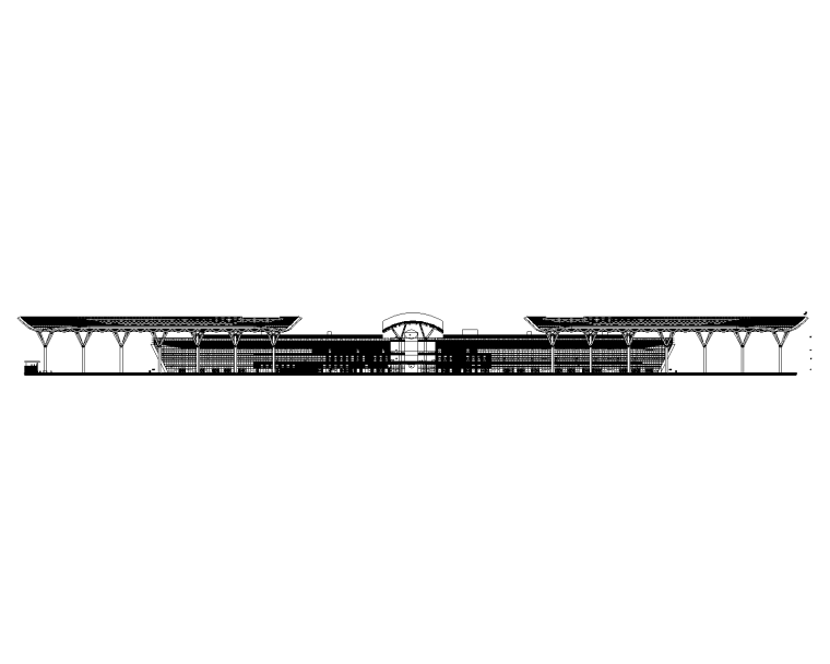 多层会展中心全套建筑施工图2017-登陆大厅建筑立面图