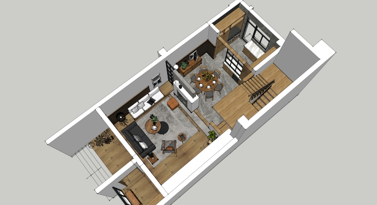 su室内客厅餐厅模型资料下载-室内装修客厅空间SU模型设计（7）