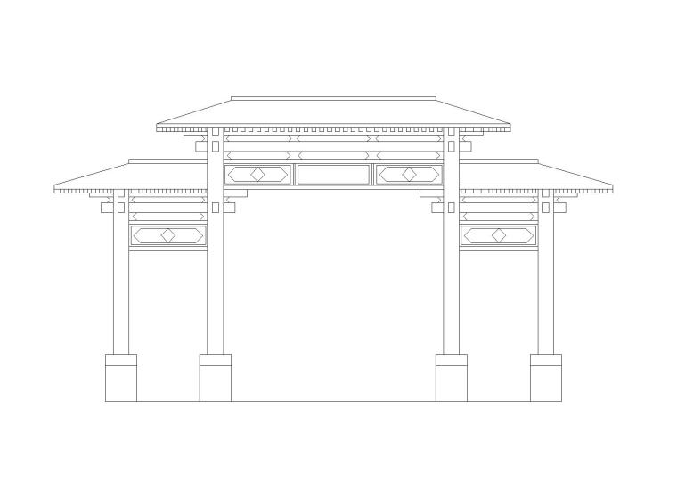 景观施工图初步设计资料下载-仿古典牌楼大门初步设计施工图