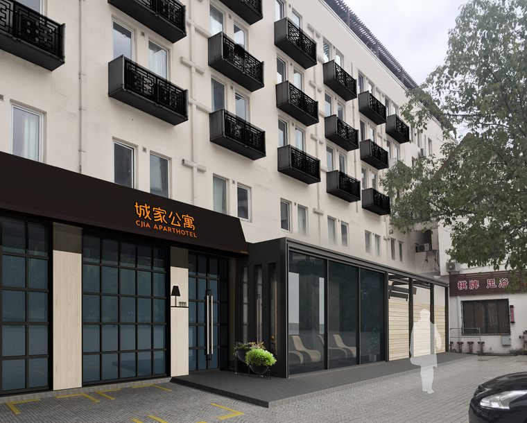 民宿-上海城家客房户型施工图 效果图