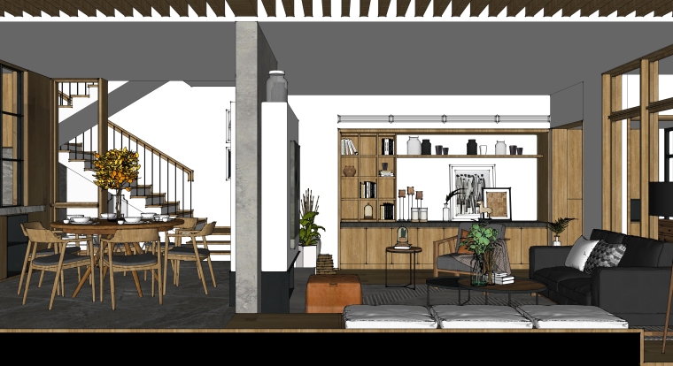 室内装修客厅空间SU模型设计(7)-sketchup模型-筑龙渲染表现论坛