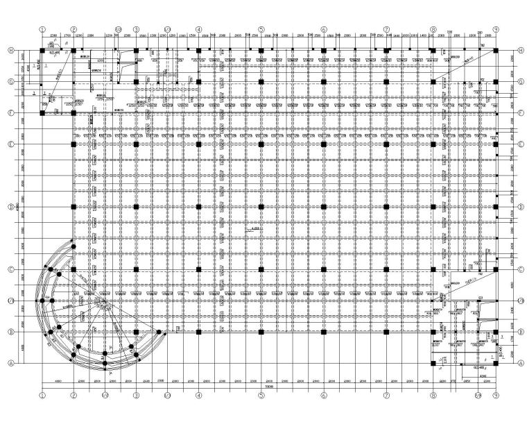 大型超市CAD施工图资料下载-某三层大型超市混凝土结构施工图（CAD）