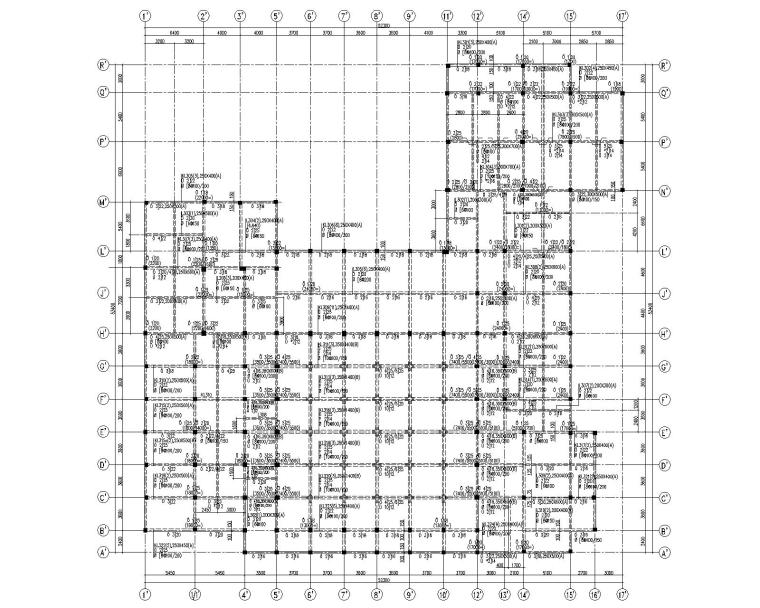某四层酒店混凝土结构施工图（CAD）-2结构平面布置图