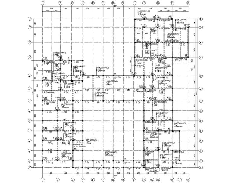 某四层酒店混凝土结构施工图（CAD）-1结构平面布置图