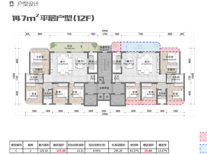 zl武侯新城157亩项目豪宅规划概念设计文本-147㎡平层户型
