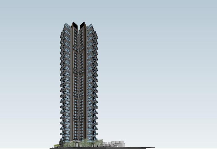 600平方超高层住宅资料下载-现代风格超高层住宅建筑模型 