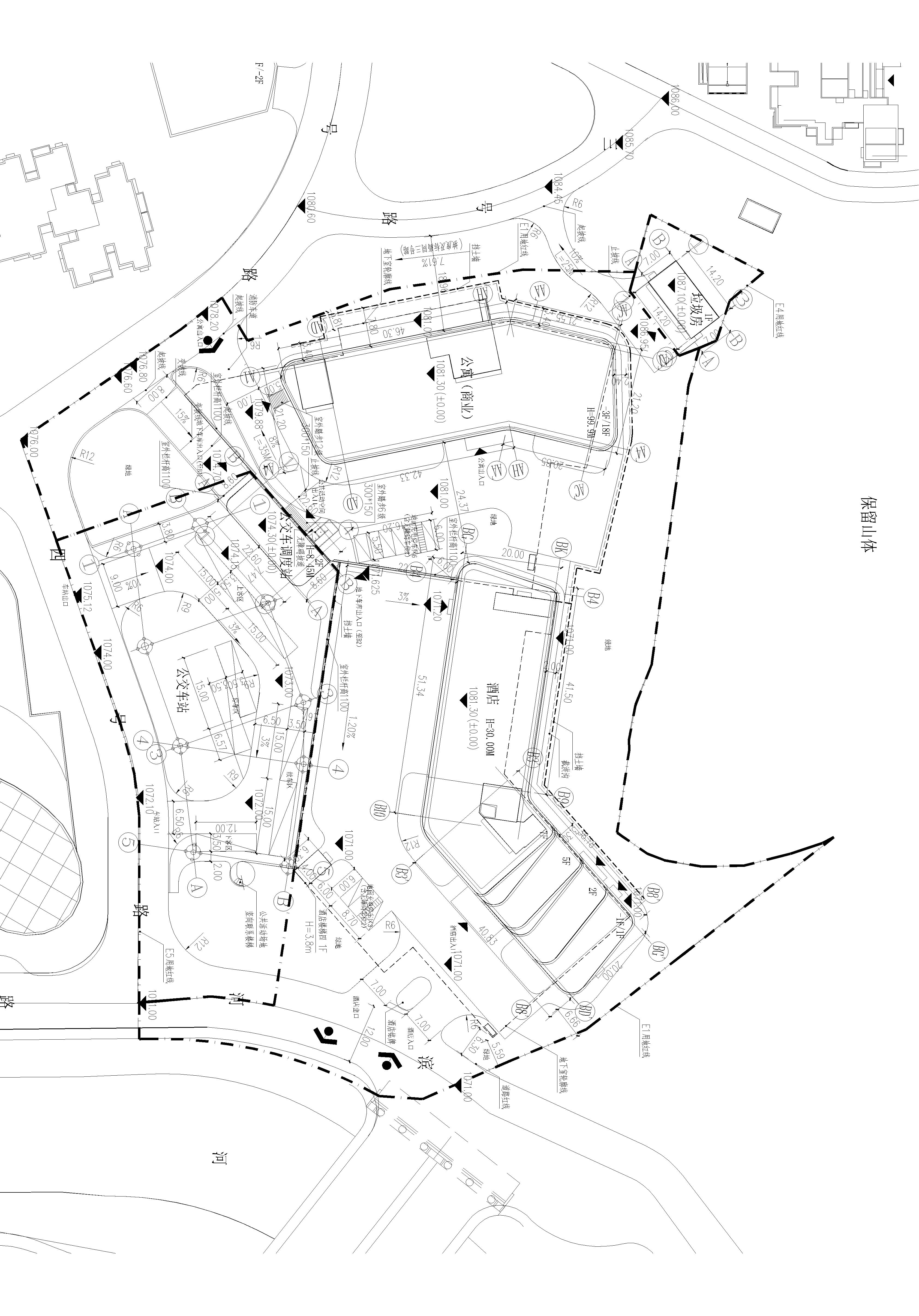 [贵州]中国铁建国际城小区设计建筑施工图 组团场地竖向图