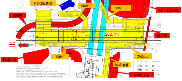 地铁站站冠梁、挡土墙及砼支撑施工方案-04平面位置示意图