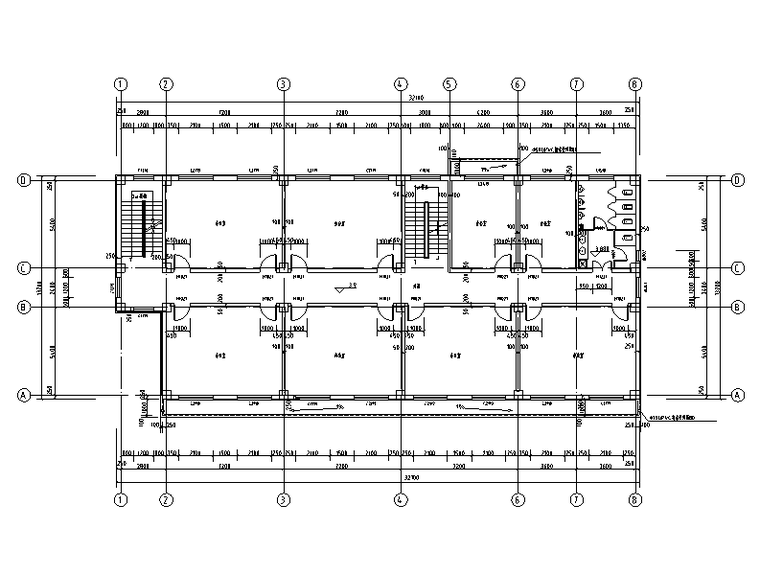 恒和世家物业楼建筑施工图-物业楼二层平面图