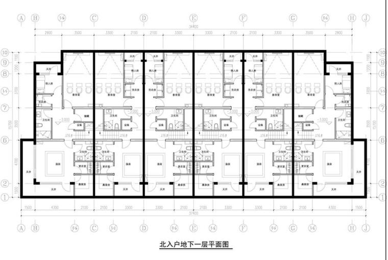 [山东]多层新中式风格住宅建筑方案文本-入口地下一层平面图