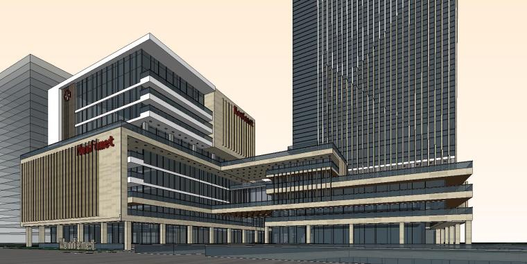 岭南景观建筑模型资料下载-广州中金岭南办公楼建筑模型设计 2019年