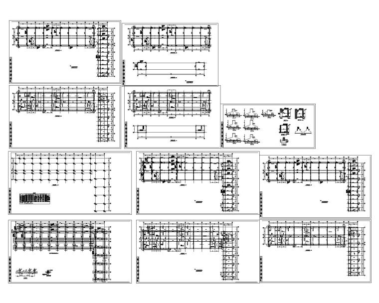 某五层综合办公楼混凝土结构施工图（CAD）-6图纸总缩略图