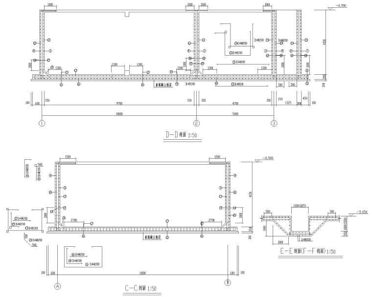 300T消防水池CAD图资料下载-某消防水池结构施工图（CAD）