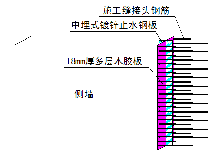 岛式车站地铁明挖车站主体结构施工方案-46环向施工缝模板安装示意图