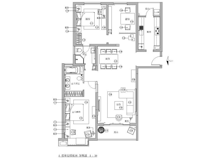 三里屯一号户型资料下载-[上海]梁志天_凱欣豪园T1号楼A户型施工图