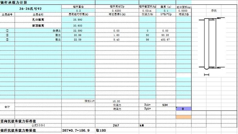 重力式锚块抗拔力计算资料下载-锚杆抗拔承载力计算excel