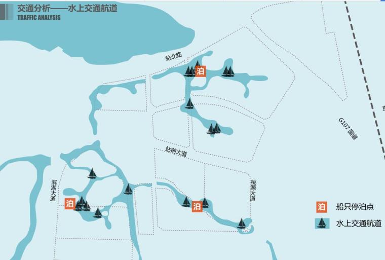 [湖北]梓山湖温泉康养小镇居住区规划设计-交通分析——水上交通航道