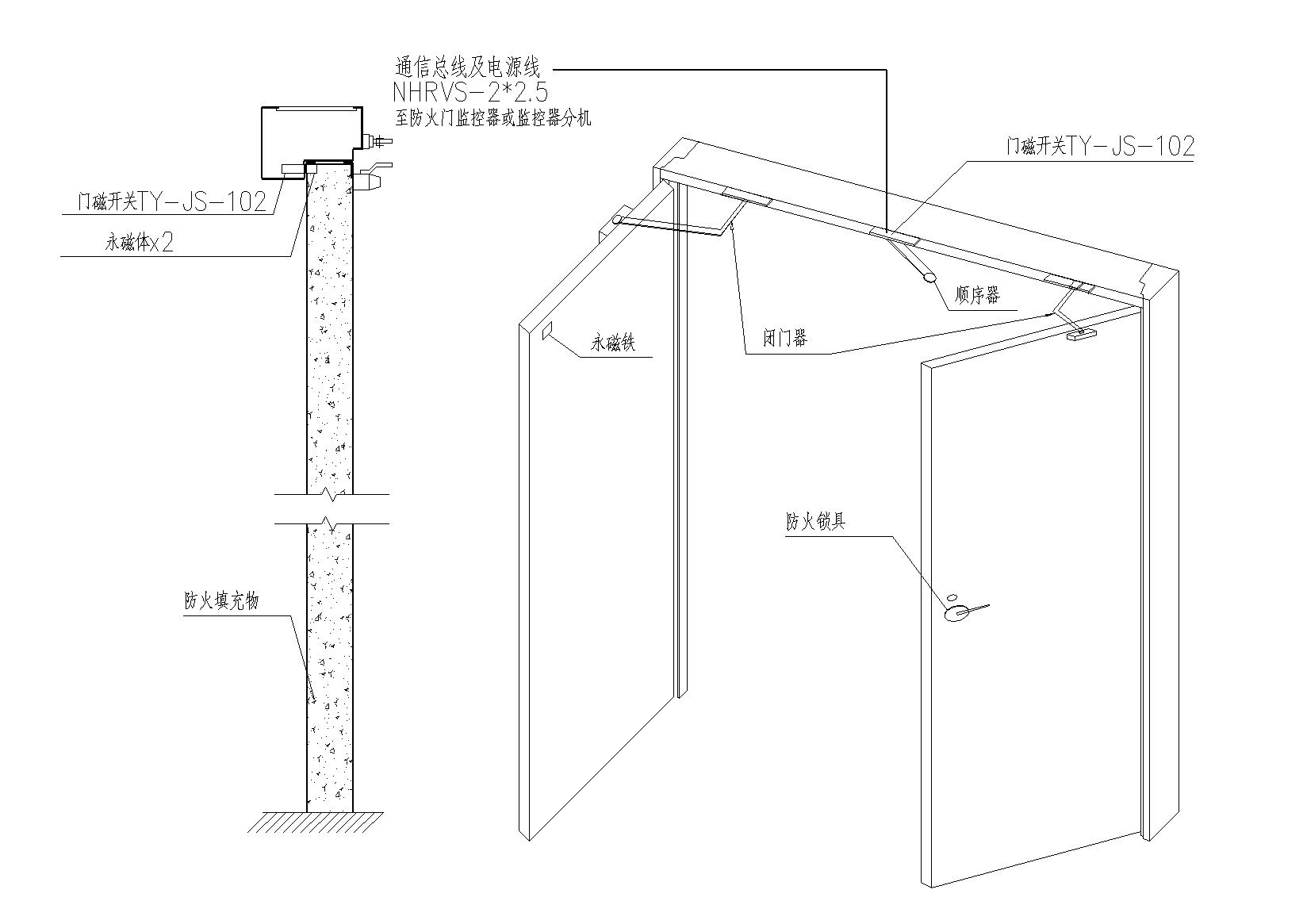 防火门插销安装图图片