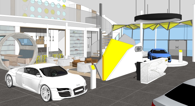 奥迪4S店室内装修设计SU模型-sketchup模型-筑龙渲染表现论坛
