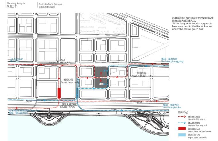 [广东]知名地产深圳湾超级总部基地中标建筑方案-交通疏导建议(远期)