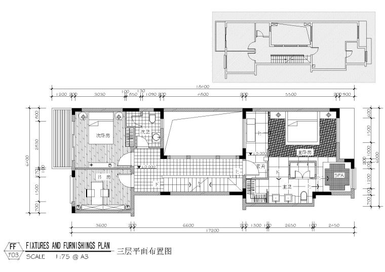 [南京]​邱春瑞_奥斯博恩庄园泰式别墅图纸-三层平面布置图
