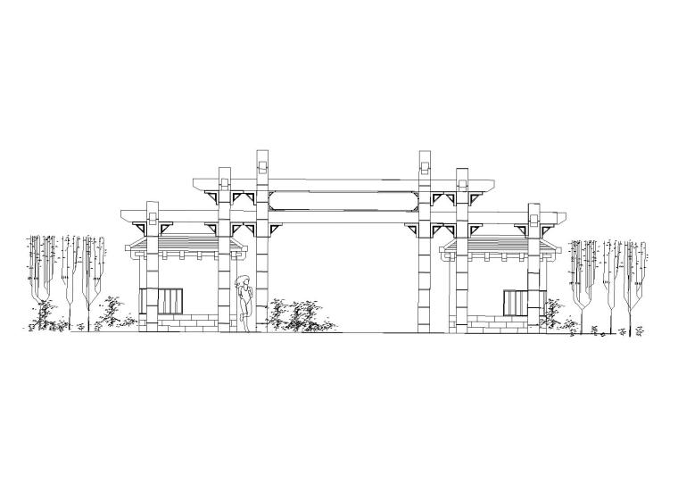 古建围墙围墙大样施工图资料下载-牌坊大门施工图设计_含围墙大样