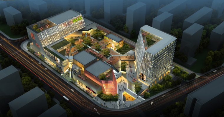 扇形地块商业建筑方案资料下载- 青浦徐泾项目商业地块建筑模型设计