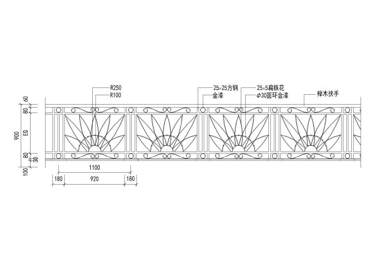 栏杆护栏图资料下载-6种栏杆图块设计_CAD