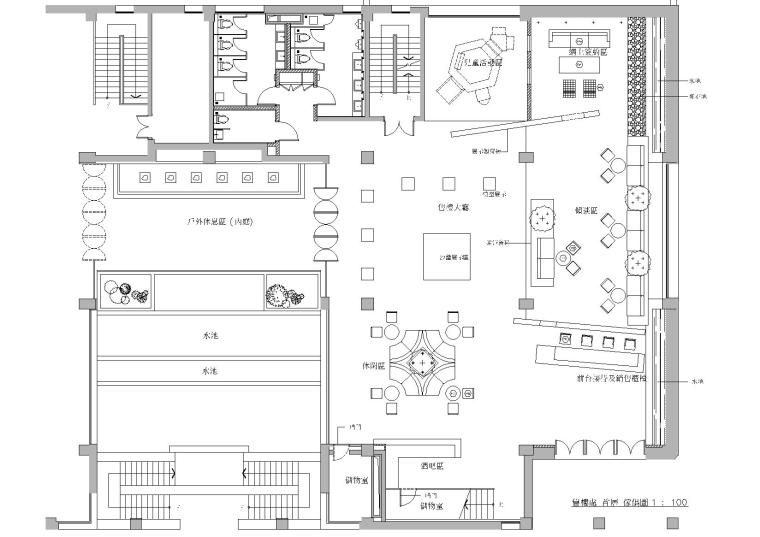 [北京]梁志天_天劲花园​售楼处装饰施工图-售楼处首层平面布置，家具布置图