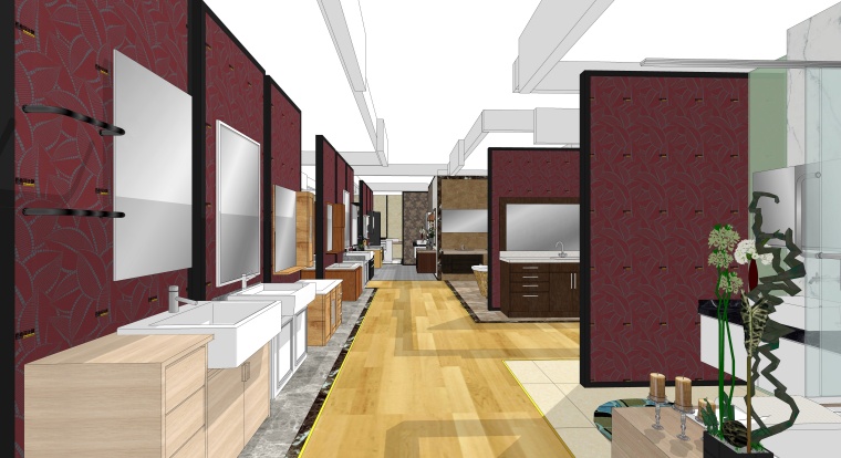 装修设计展厅设计资料下载-卫浴橱柜展厅装修设计SU模型